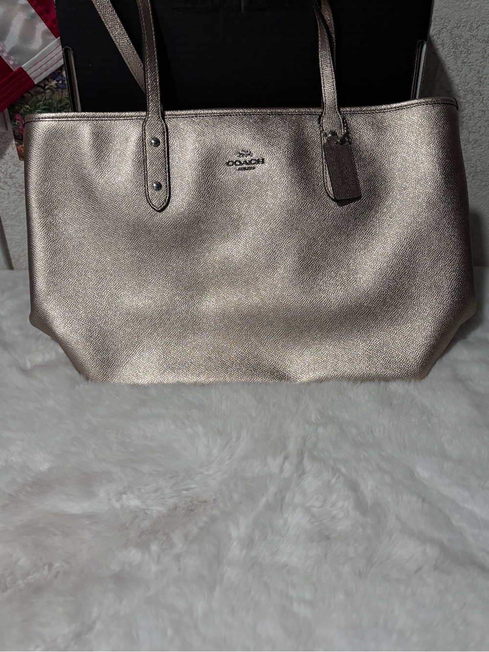 Coach Metallic Champagne Leather Tote